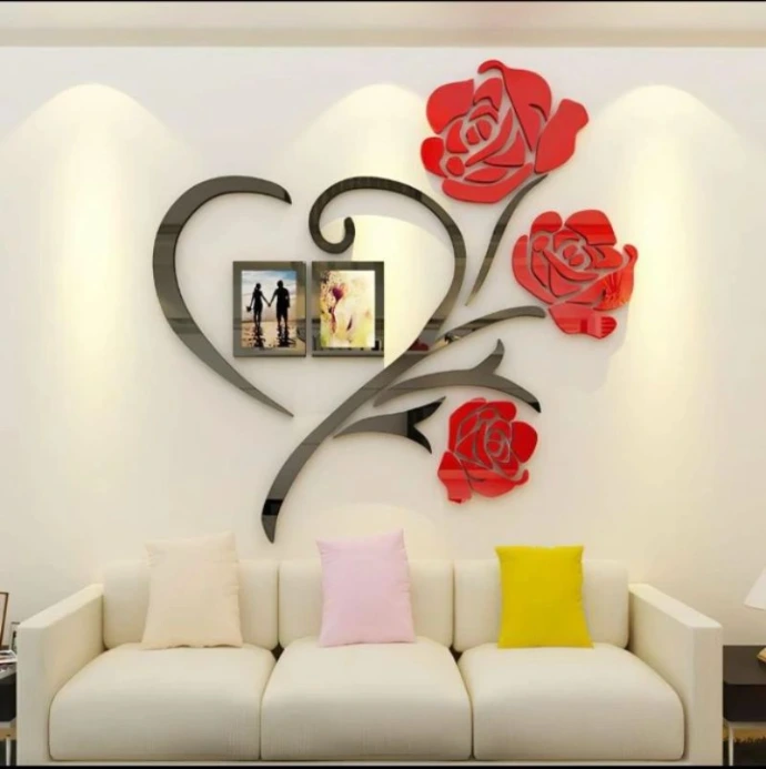 Heart Design Wooden Wall Clock