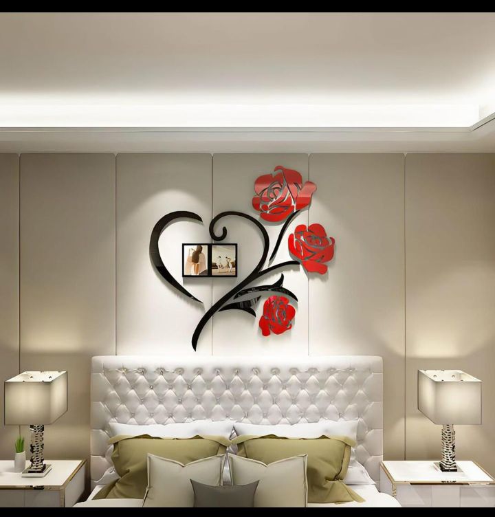 Heart Shape Red Rose Wall Art with Photo Frame