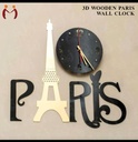 3D Wooden Eiffel Tower Wall Clock
