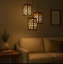 Wooden Pendant Light Ceiling Lamp – Dark Brown Golden Warm Lighting