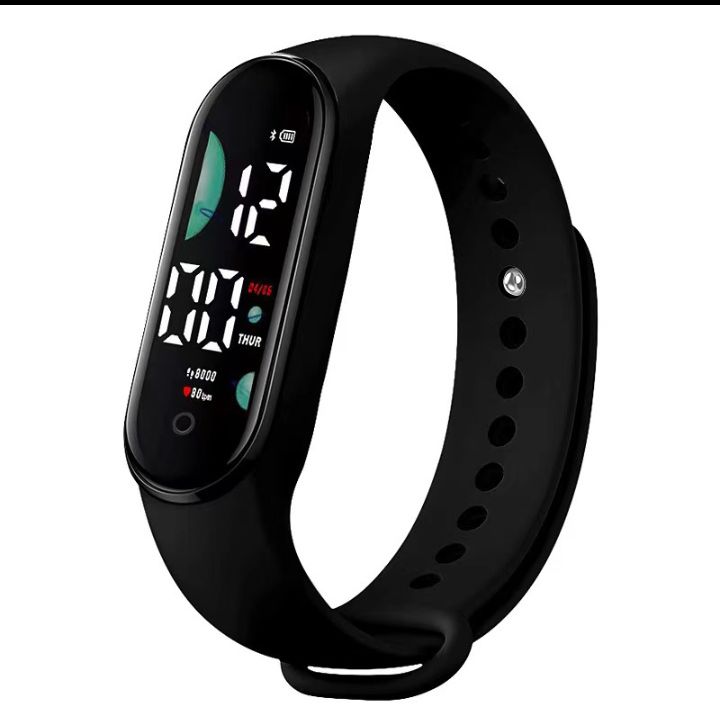 Smart-Fit Children's LED Digital Watch – Waterproof Sports Electronic Wristband for Kids ((Black))