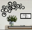 Black Abstract Circle Wall Art Set – 24 Pcs Modern Wooden Decor