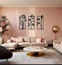 Modern Abstract Floral Wall Art Set – 3 Pcs Black MDF Wooden Decor