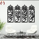 4 Qul Islamic Calligraphy Wall Art Set – 4 Pcs Black MDF Wooden Decor