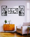 Whirling Dervish Sufi Wall Art Set – Kun Faya Kun Calligraphy 3 Pcs Black Wooden Decor