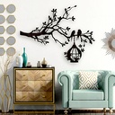 3D Wooden Wall Art Black Tree Birds Nest - 30 Inches Large Wall Decor