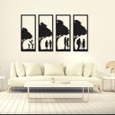 MDF Tree Wall Art Set of 4 Panels - Modern Black Home Decor