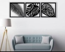 3D Leaf Frames Wooden Wall Art Set of 3 - Black & White Decor
