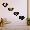Heart Shelves Set of 4 Black MDF Wall Decor - Modern Wall Hanging
