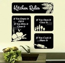 Black & White Kitchen Wall Art Set 4 Pcs MDF - Modern Frames