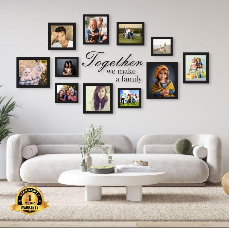 Modern Wall Clock Set with "Together" Text for Living Room - Heart Design