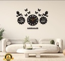 Black Islamic Calligraphy DIY Wall Clock with Birds Decor