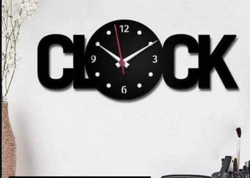 Modern Black MDF 12-Hour Analog Wall Clock