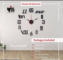 3D Wooden MDF Modern Wall Clock 24x24