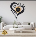 Heart Shaped Black Wall Clock with Backlight
