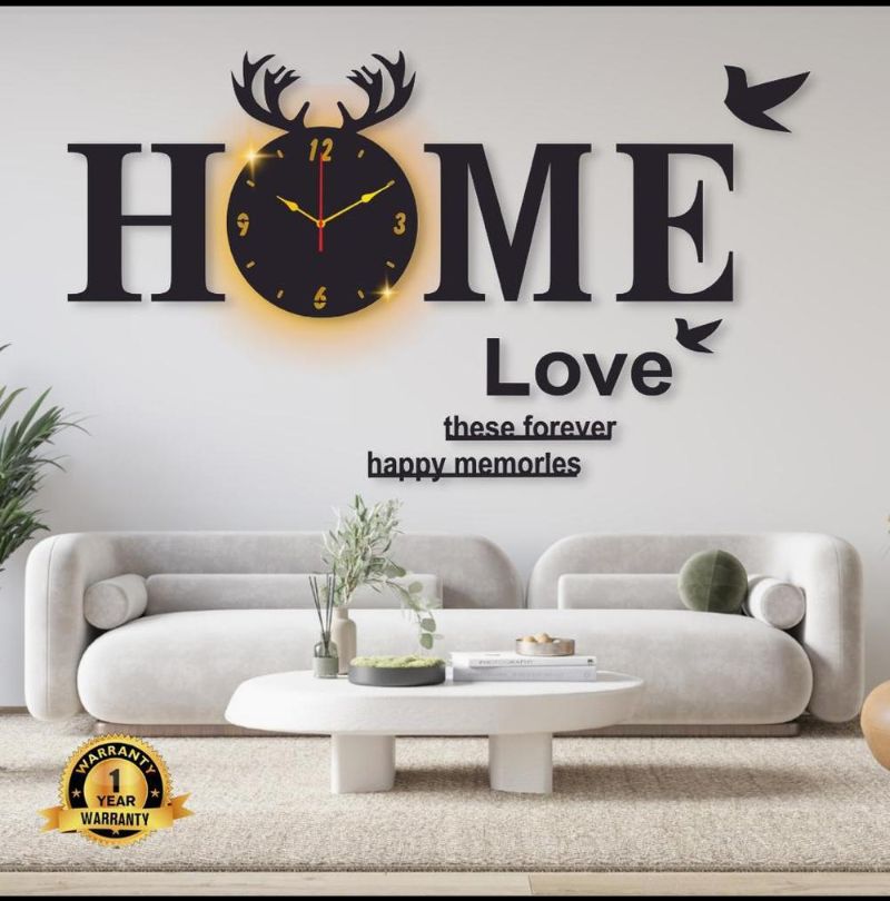 Home Love Laminated Wall Clock with Backlight 32x16